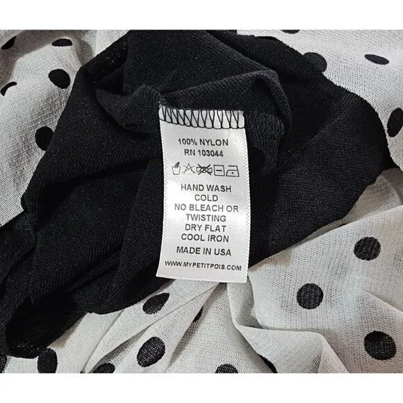 petit pois by Viviana G long sleeves black & white polka dot mini dress size S - Picture 7 of 10